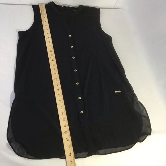 New Calvin Klein Sleeveless Button Up Tunic Black - Picture 7 of 7